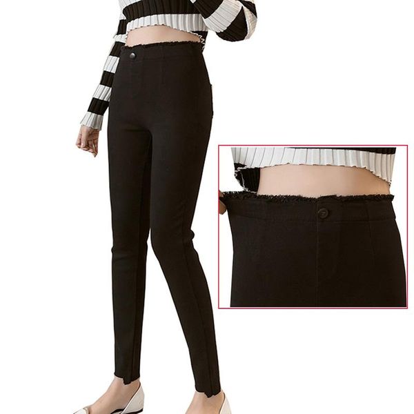 

women's pants & capris women leggings casual slim fit skinny black high waist plus size fashion stretch elastic ankle pencil trouser, Black;white