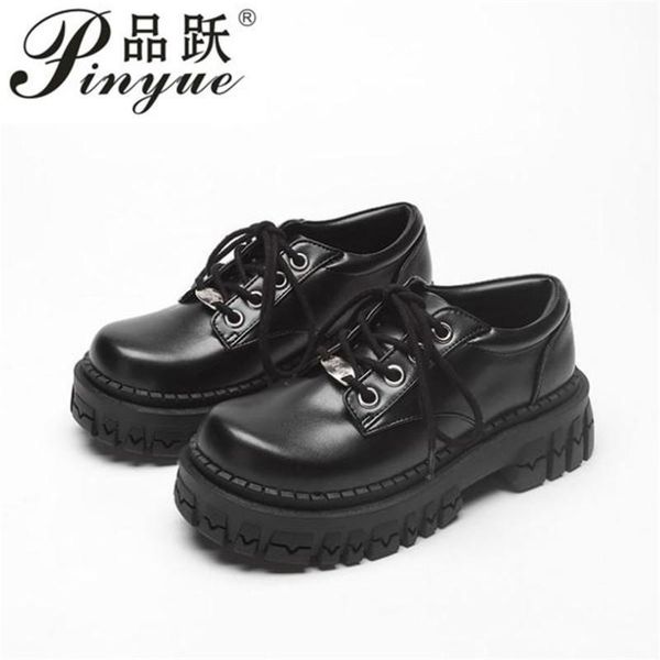 

dress shoes star model same style college english small leather women's spring increased thick bottom single fashion, Black