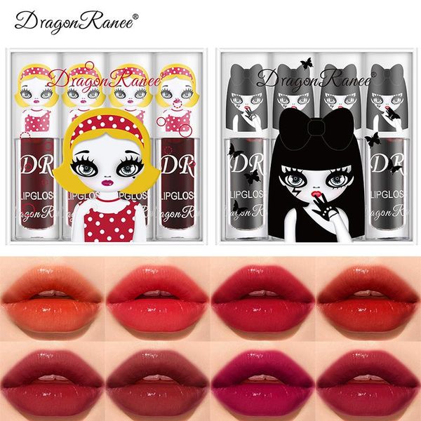 

lip gloss 4 pc/set cute dye liquid mirror surface moisturizing glass berry color waterproof long-lasting cosmetic tslm