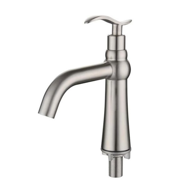 

g1/2 304 stainless steel single cold modern art faucet, bathroom wash basin room outdoor household brushed craft tap sink faucets