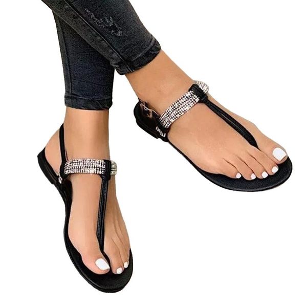 

sandals casual shoes women's crystal women summer 2021 female woman shoe fashion, Black