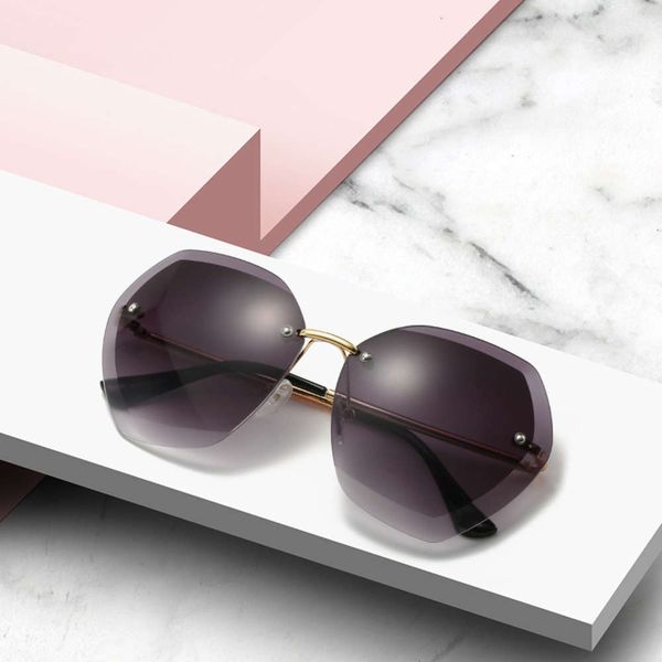 

sunglasses fashion sunglasses women brand designer cutting lens random gradient retro laying frames eyewear oculos de sol, Black