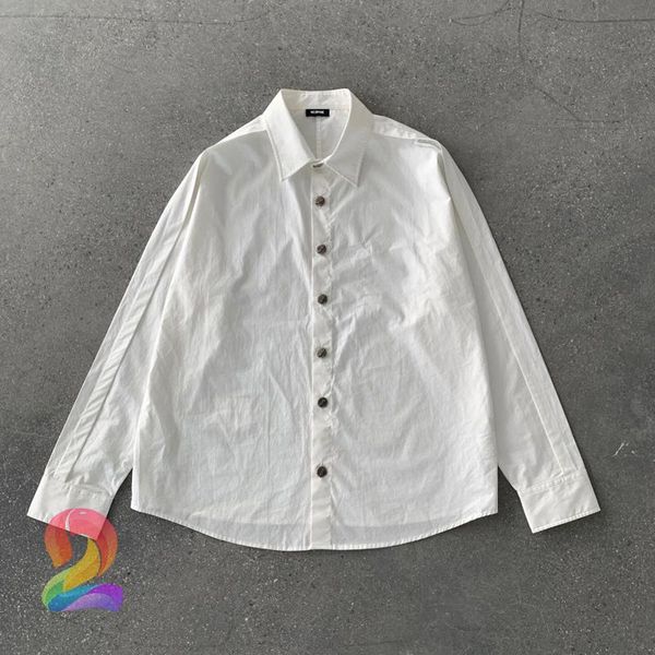 

men's casual shirts women's we11done vintage metal buttons long-sleeved shirt oversize welldone solid color, White;black