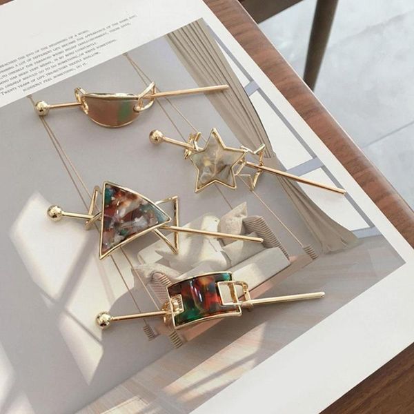 

hair clips & barrettes geometric hairpin jewelry japanese accessories simple retro lady shape alloy, Golden;silver