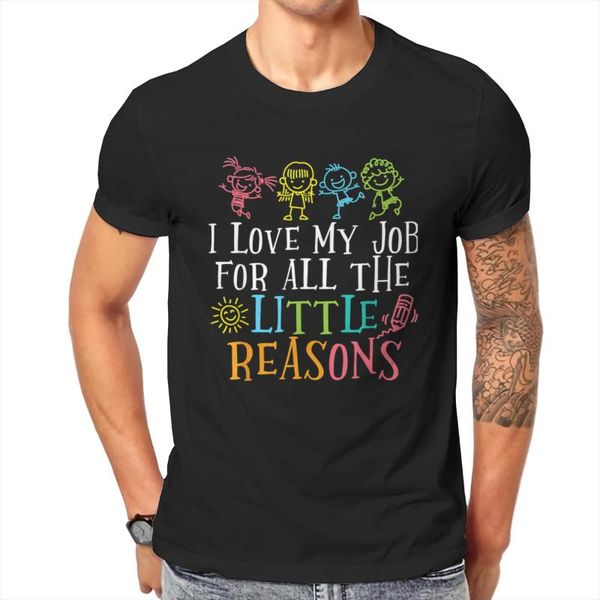 

men's t-shirts summer 2021 men t-shirt teacher i love my job all the little reasons printed hip-hop o-neck short-sleeve cotton high-qua, White;black