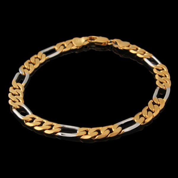 

fansheng mens bracelet two color chain polished gold chains for cuban men 21 cm link,, Black