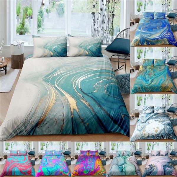 Conjuntos Conjuntos Nordic Duvet Capa 3D Impressão de Mármore Bedding Set Fronha Sem Cama Single Dupla Rainha Rei 220x240 Cot Covers