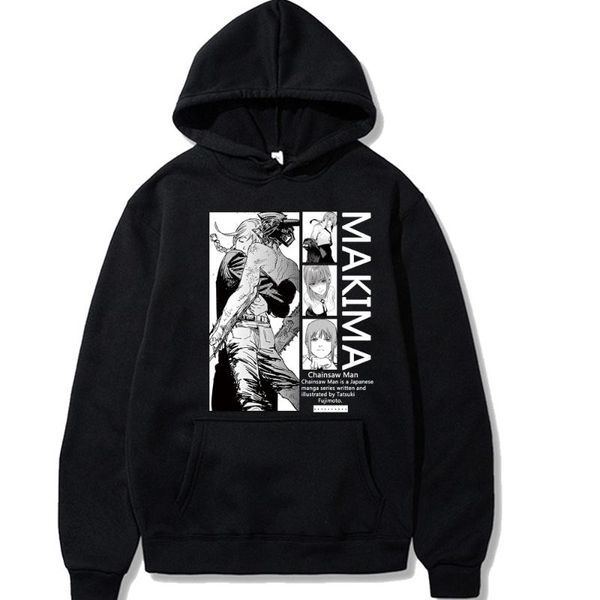 

men's hoodies & sweatshirts japanese anime chainsaw man makima pullover cosplay sweatshirt graphic clothes streetwear sweatshrits haraj, Black