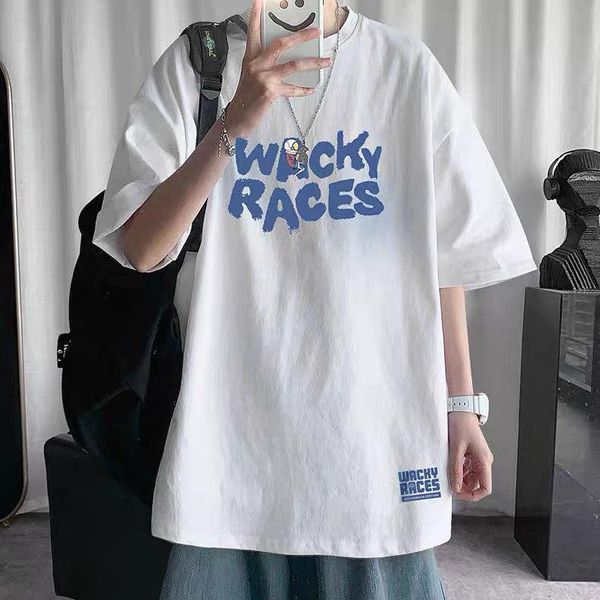 

men's t-shirts men women t-shirt short kawaii letter printing shirt sleeve fitted anime manga clothes japanese style, White;black