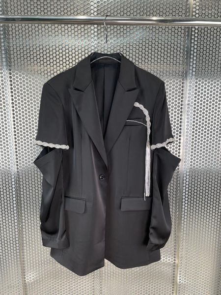 

spring fashion women diamonds hollow blazer overcoat ladies luxury jacket coat 2 color gdnz 5.06 women's suits & blazers, White;black