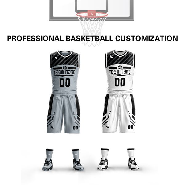 

Customized team basketball uniform men's youth basketball suit jersey design vest and shorts quick-drying sportswear for men, L18010131-02as pic