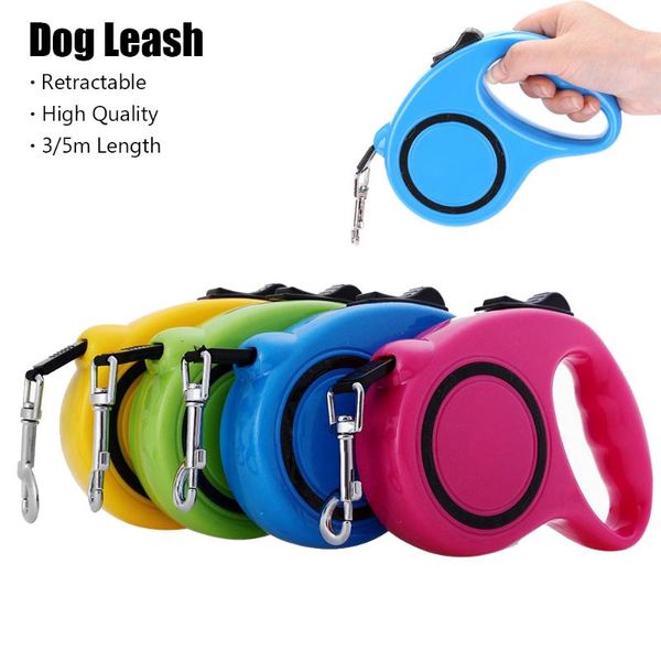 

3/5m automatic retractable dog leash flexible extendable dogs cat traction rope leashes tool for small medium collars &