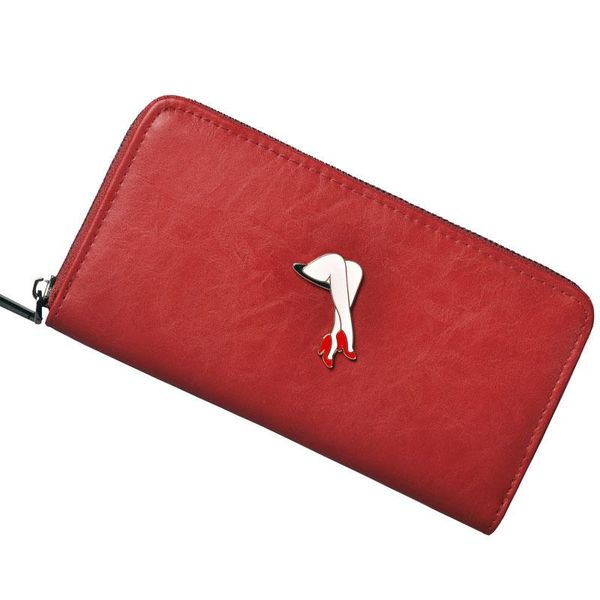 

wallets casual women leather purses cute cartoon long ladies colorful handbags red clutch card holder coin bags female girls, Red;black