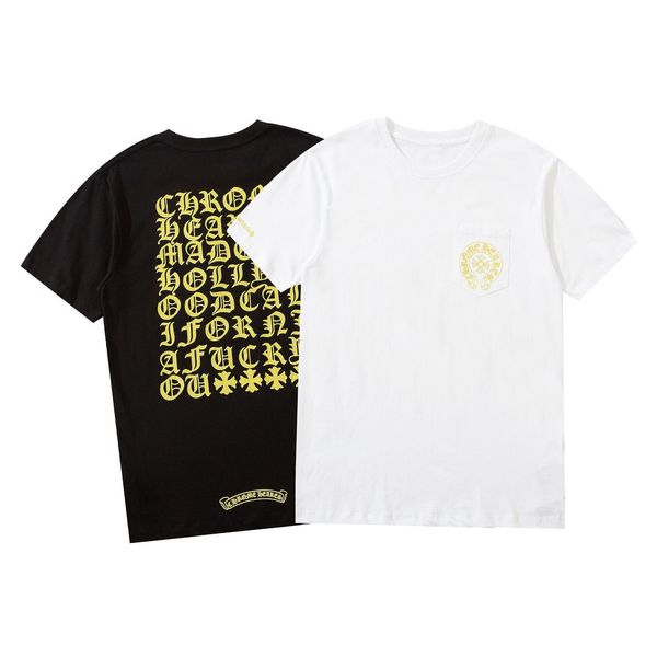 

t shirt ch sanskrit horseshoe fluorescent yellow alphabet printed short sleeve loose half for men and women, White;black