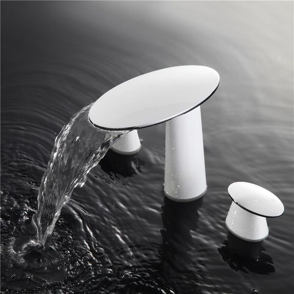 

bathroom sink faucets chrome white color 8 inch widespread waterfall lavatory faucet oval handles tap