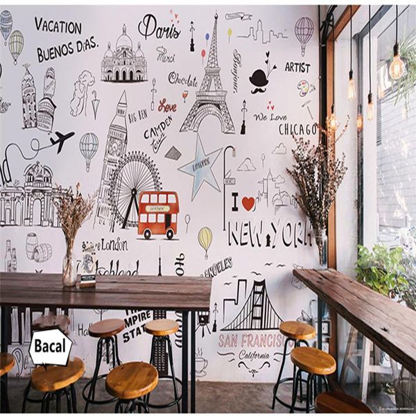 

wallpapers hand painted urban architectural wallpaper bedroom personalized creative living room custom mural sofa background
