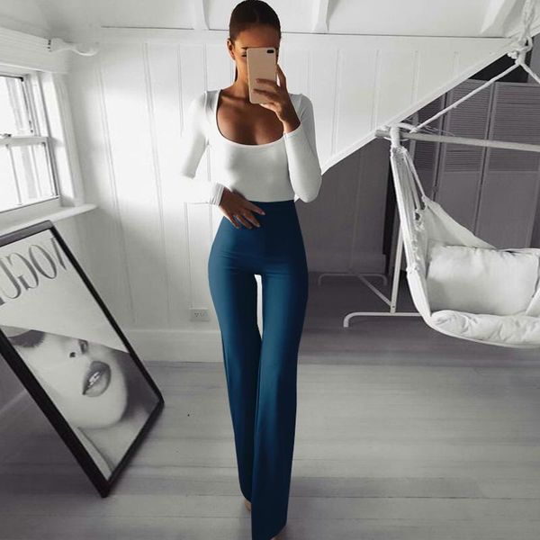 

trousers fitness casual wide leg bell bottom legging flare women's fashion solid slim palazzo breathable soft pants shiping & capris, Black;white