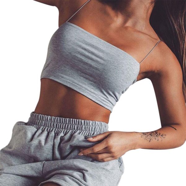 

women's tanks & camis women spaghetti strap crop bodycon sleeveless cami tube basic plain camisole, White