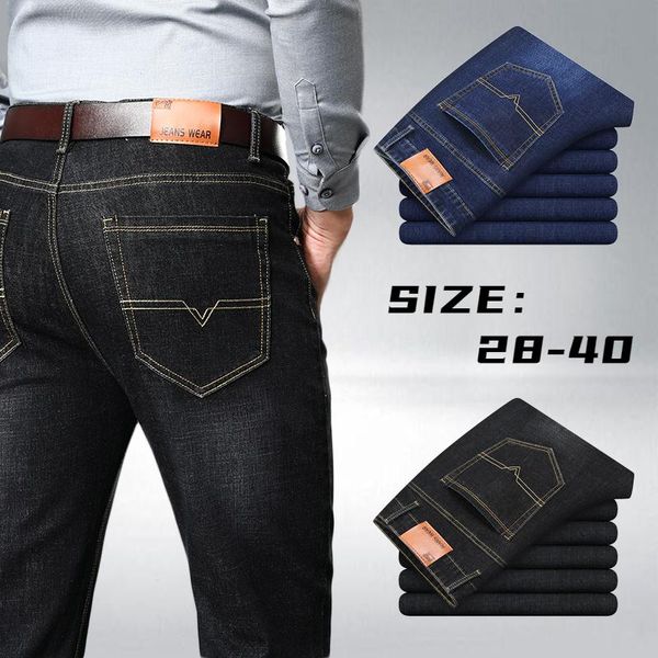 

men's jeans fashion slim fit men classic denim skinny male casual, Blue