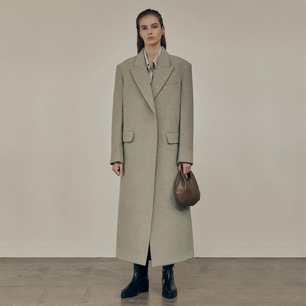 

women's wool & blends low class suit coat 2021 autumn winter solid buckle design small, Black
