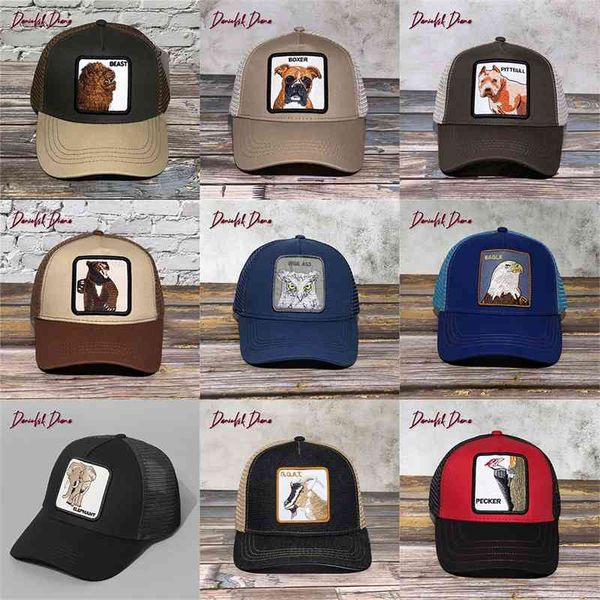 

new baseball caps eagle bear embroidery hip hop hats men snapback breathable mesh bones fashion streetwear trucker animal cap, Black;white