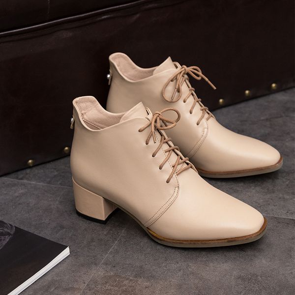 

boots front chalaza thick women genuine rivet code women's shoes, Black