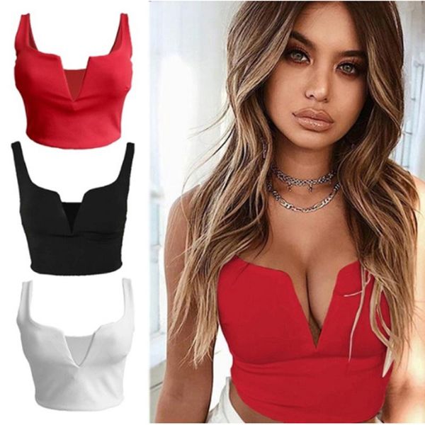 

women's tanks & camis 2021 v neck solid crop women summer cropped feminino slim tank streetwear camisa feminina, White