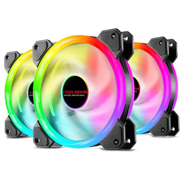 

coolmoon12cm rgb small 6 pin quiet pc case cooling fan with controller radiator silent wireless remote control cooler heatsin fans & cooling