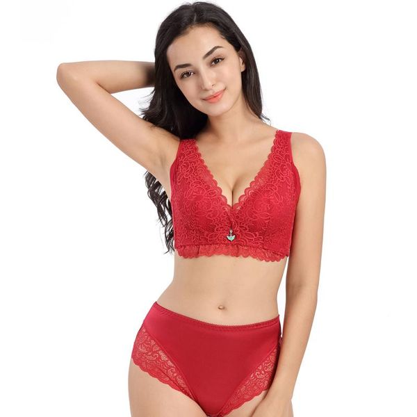 

bras sets fashion ladies underwear bra and panty teen panties set, Red;black
