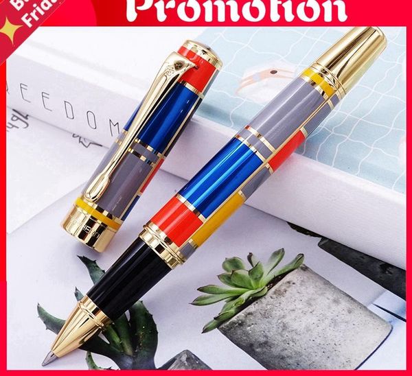 

ballpoint pens 767 roller ball pen with golden trim fashion colored ink smooth refill great for gift graduate business office, Blue;orange