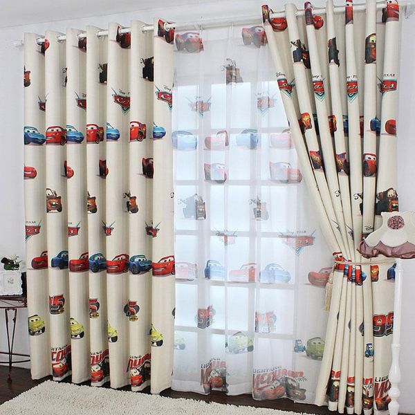 

curtain & drapes bedroom children cartoon car printing curtains living room tulle decorative fabric can be custom
