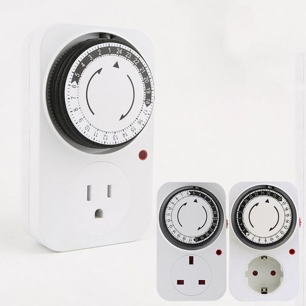

timers 1pcs eu/us/uk plug energy-saving socket mechanical timer automatic power off home smart countdown switch 125v 15a