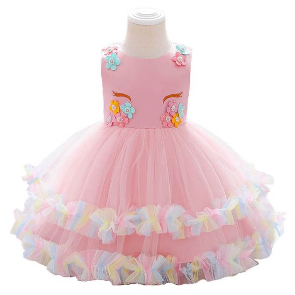 

girls dresses baby dress wedding princess children wear lace kids clothes pettiskirt party flower formal b9013, Red;yellow