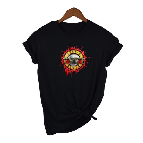 

women's t-shirt 2021 rock wear guns and roses t-shirts women summer 100%cotton band streetwear t shirt tee homme, White