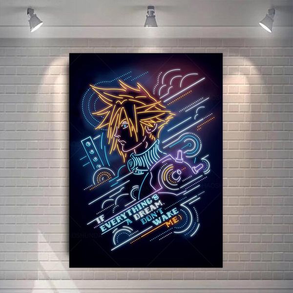 

paintings final fantasy 7 game poster tifa cloud and aeris canvas painting home decoration cartoon movie wall art pictures