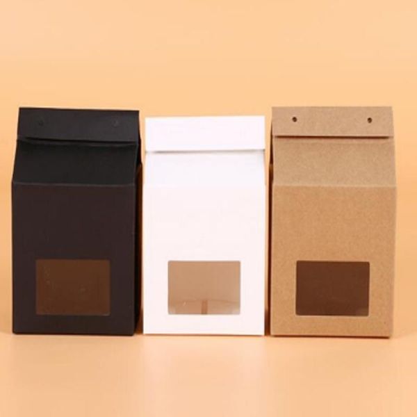 

gift wrap 10pcs kraft paper cake box with rope small boxes clear window cupcake/cookie packaging carton