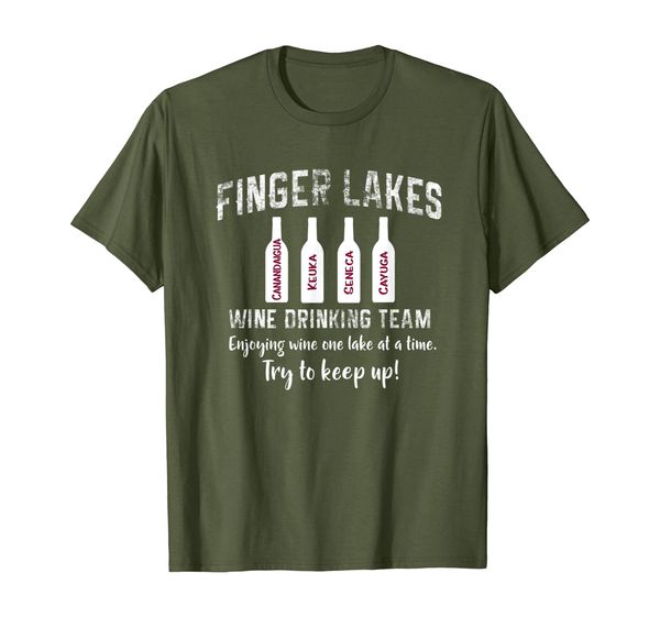 

finger lakes wine drinking team t-shirt - one lake at a time, White;black