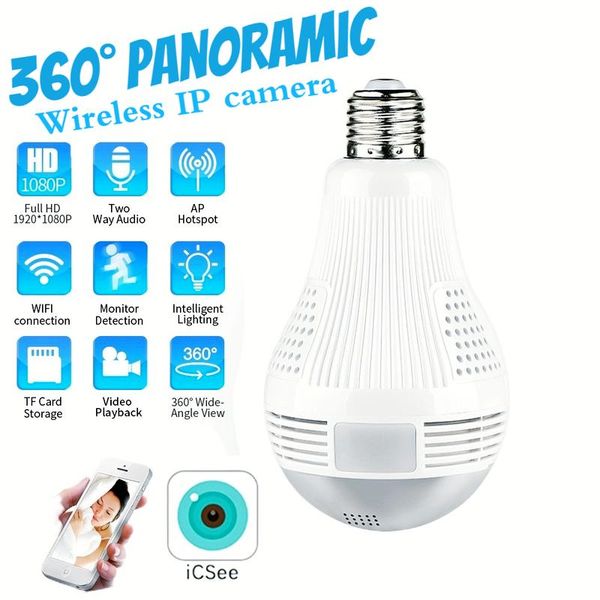 

cameras wireless home surveillance camera hd 360 degree panoramic wifi 1080p ip bulb cctv fisheye network