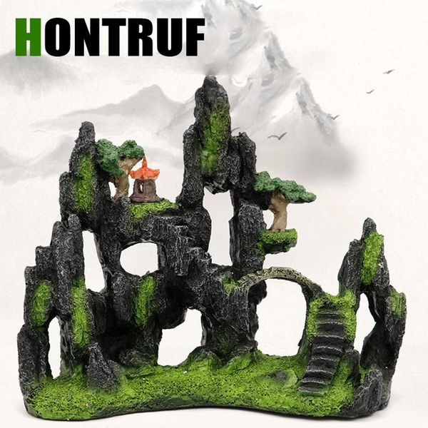 

decorations aquarium fish tank landscaping decoration simulation resin rockery and shrimp dodge house round forest bonsai