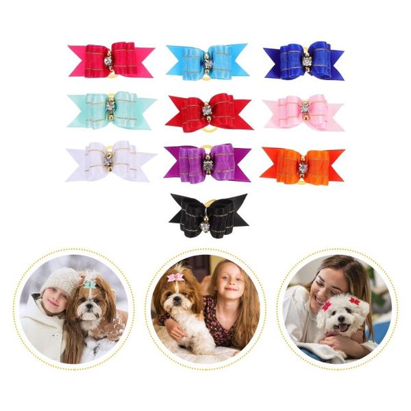 

10pcs lovely puppy bow hair tie pet dog accessories exquisite rope apparel