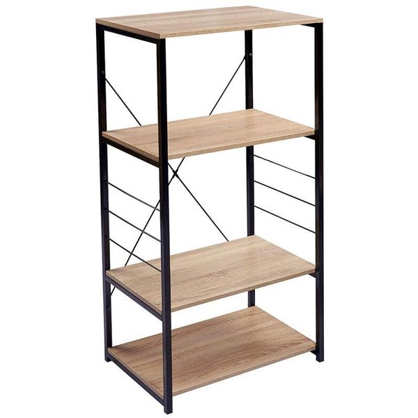 

kitchen storage & organization 1pc 60*40*123.5cm oak color 4-layer shelf microwave oven strong load-bearing capacity with iron hook