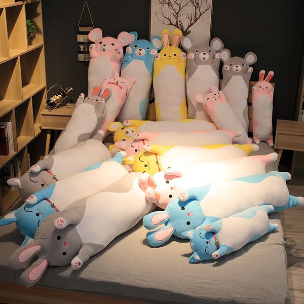 

lucky cat long cat mouse toy stuffed animals standing cartoon plushie squishy bolster sleeping friend kids gift 65/90/100cm