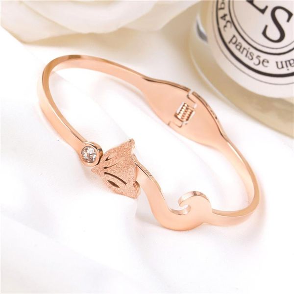 

bangle 2021 korean style titanium steel bangles women's rose gold fashion luxury bracelet jewelry gift wholesale, Black