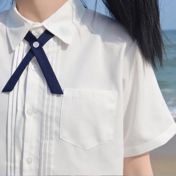 

women's blouses & shirts 2021 summer shirt organ pleat jk japanese long-sleeved black white short xs-2xl