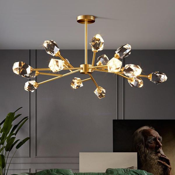 

chandeliers copper crystal chandelier living room lamps light luxury modern simple home nordic bedroom dining lighting