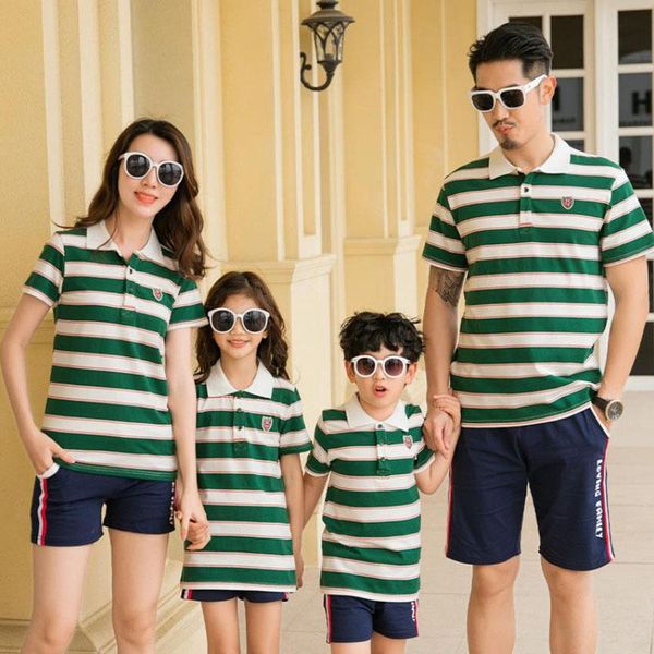 

family matching outfits 2021 summer style look t-shirt short pants mother daughter clothes father son set, Blue