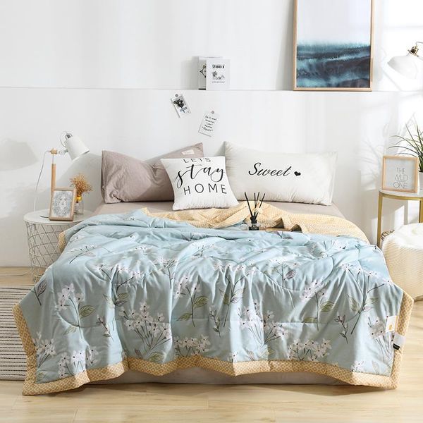 

comforters & sets soft skin-friendly cotton summer cover quilt adults teens home travel air-conditioning lightweight