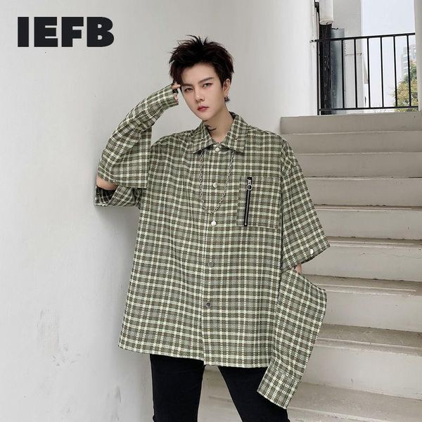 

spring men's plaid detachable long sleeve metal pendant oversized shirts loose single brest blouse male design 9y5355 casual, White;black