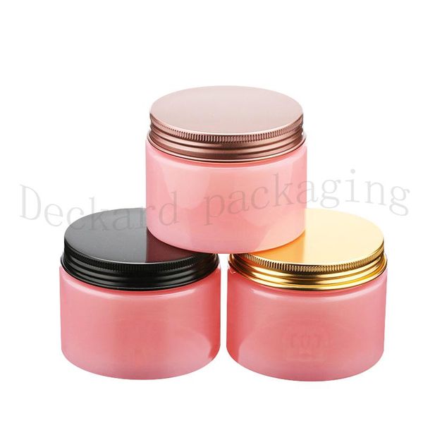 

storage bottles & jars 20pcs/lot 200g empty amber cream cosmetic jar pink pet conatiner silver gold bronze black white aluminum lid heavy wa