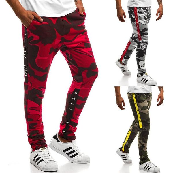 

men's trousers cotton hip-hop style lace camouflage sports slim fashion bottoms for outdoor pants, Black